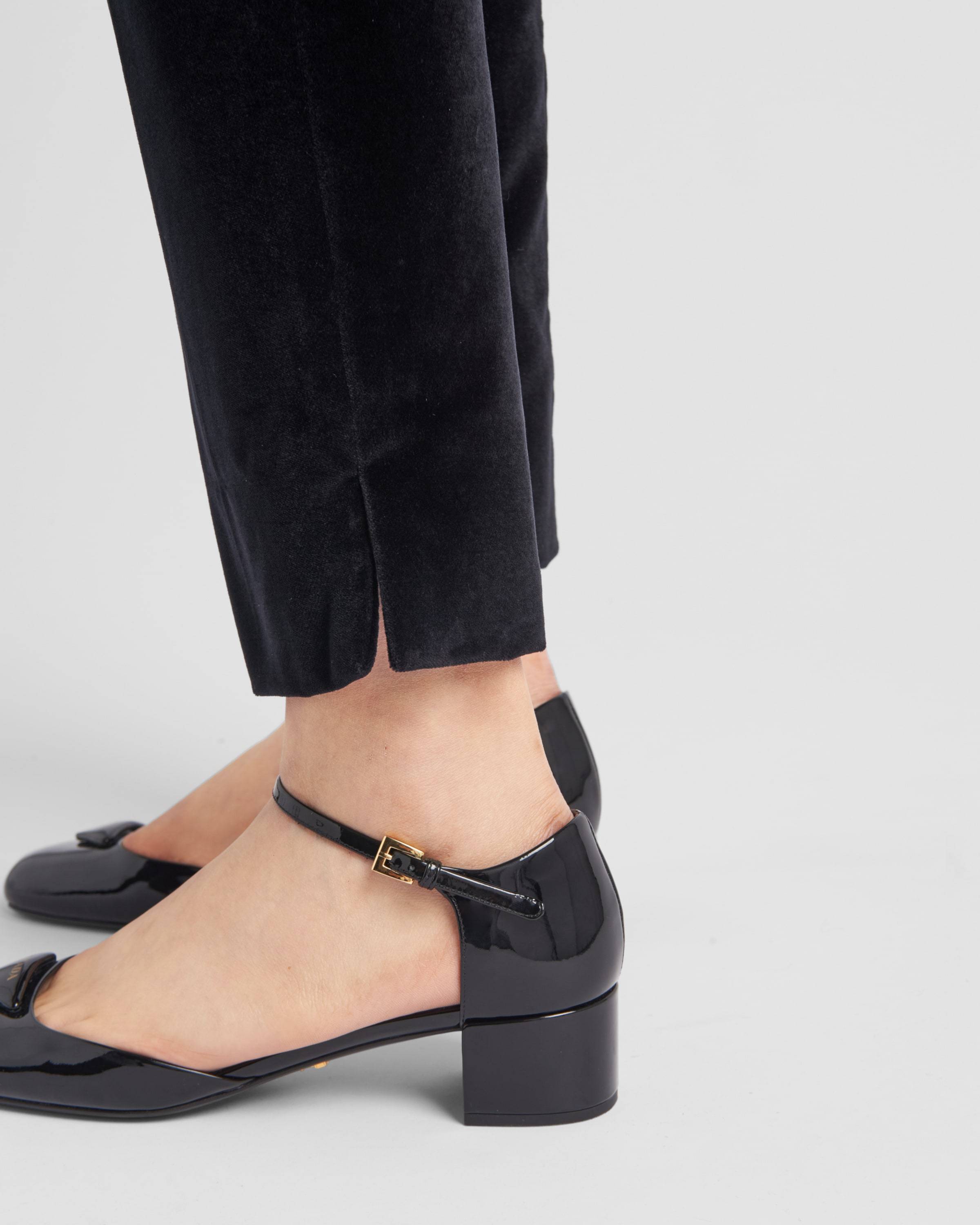 Prada Velvet Straight Trousers In Black