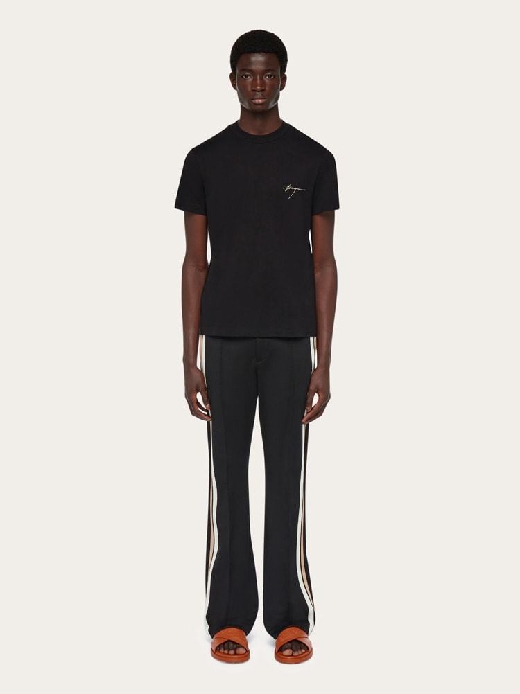 Ferragamo Organic Cotton Sporty T-shirt In Black