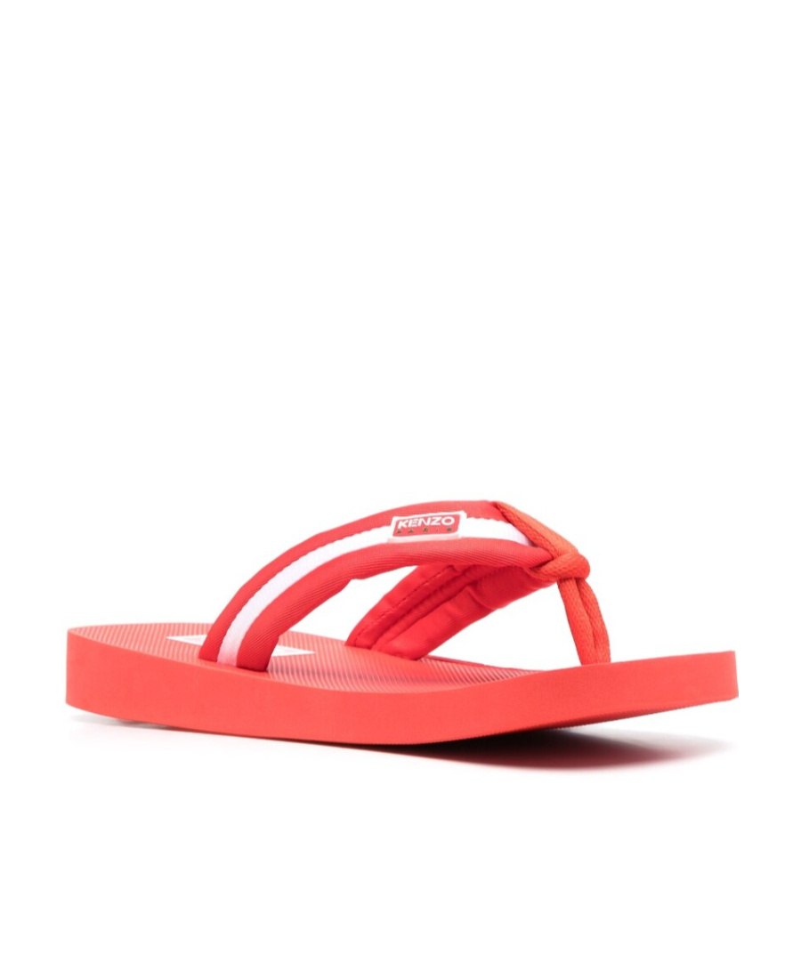KENZO KENZO LOGO-PATCH STRIPED SLIP-ON FLIP FLOPS
