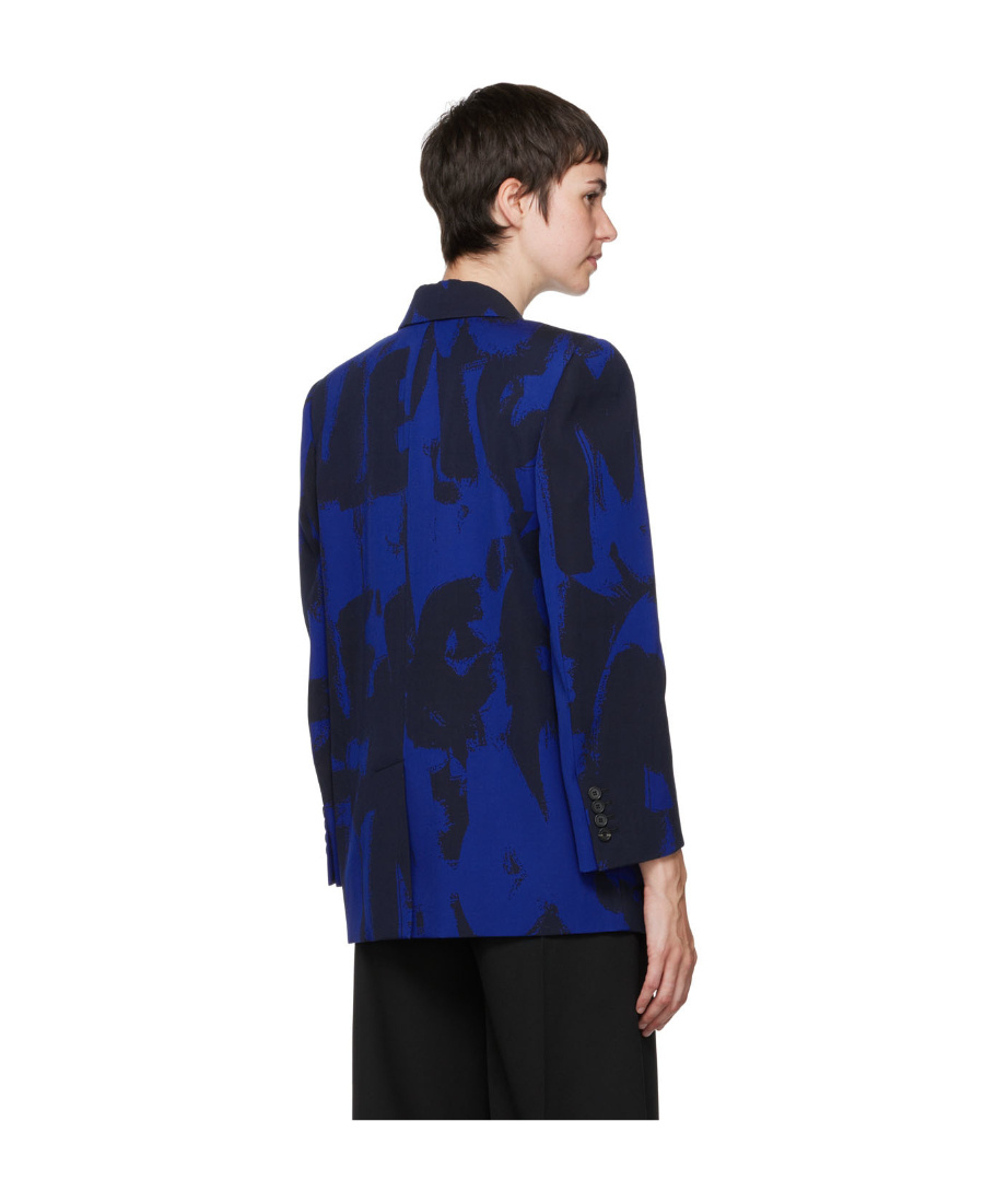 Alexander Mcqueen Blue Graffiti Blazer In Black