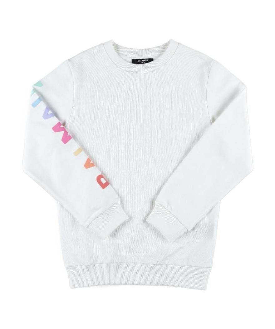 Balmain Logo-print Long-sleeved T-shirt In White