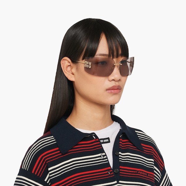Miu Miu Runway Frameless Sunglasses In Purple