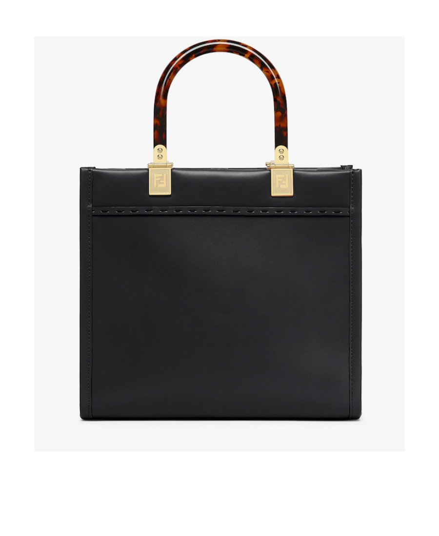 Fendi Small Sunshine Leather Shoulder Bag In Black