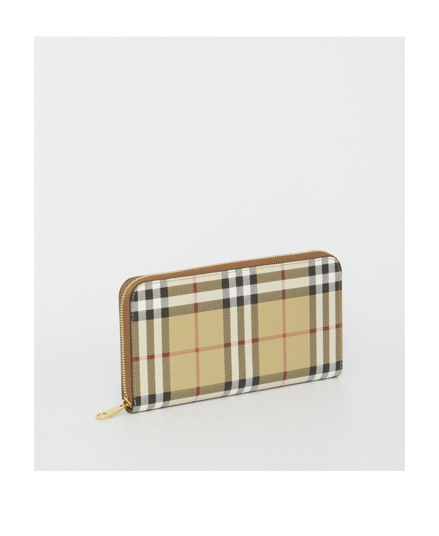 Burberry Check Zip Wallet In Nude