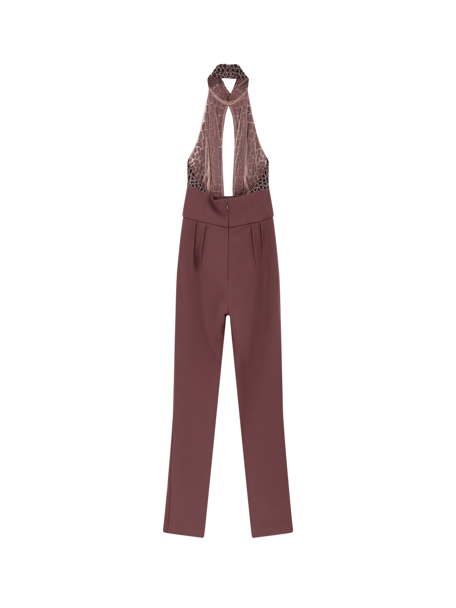 Elisabetta Franchi Halter-neck Sequin-embellished Jumpsuit In Burgundy