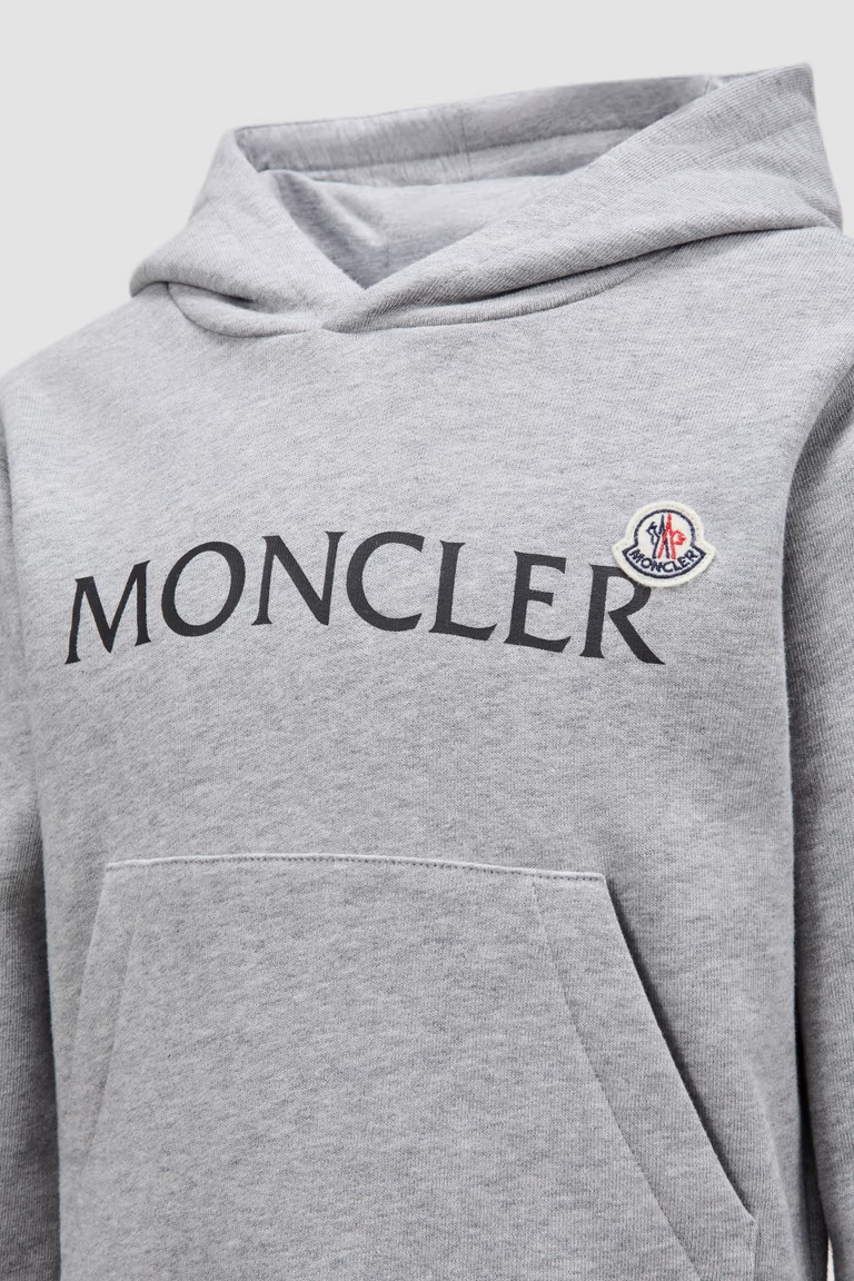 Moncler Logo Hoodie In Gray