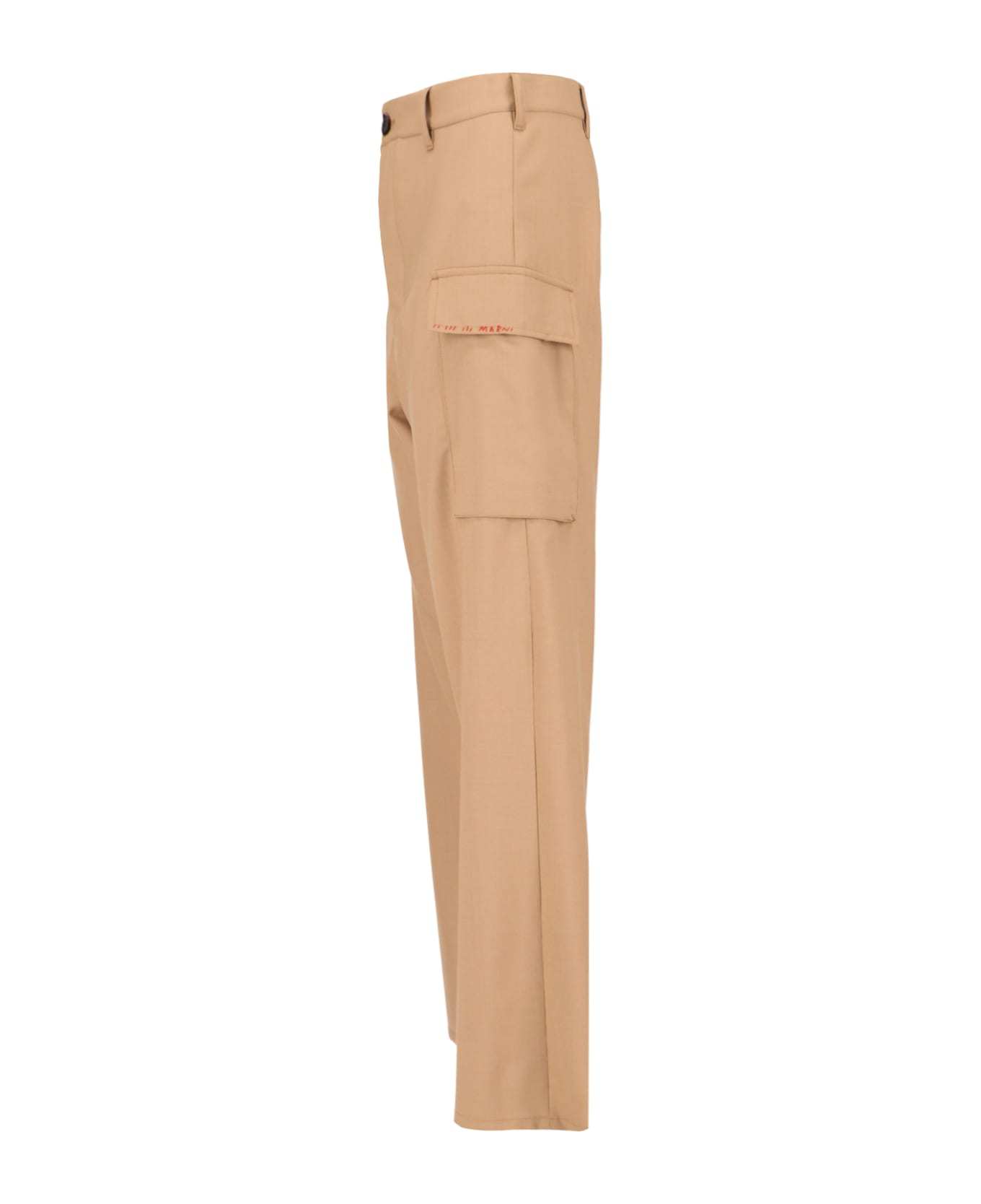 Marni Cotton Cargo Pants With Elastic Waistband In Nude