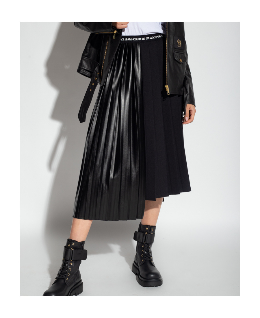 VERSACE JEANS PLEATED ASYMMETRIC SKIRT 