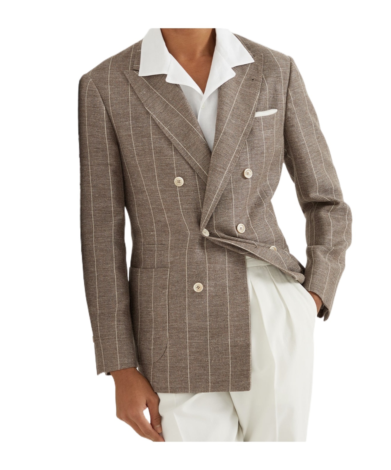 Brunello Cucinelli Long-sleeved Wool Suit Coat In Multicolor