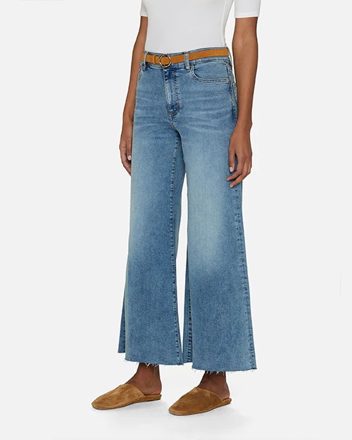 Frame Le Palazzo Crop Wide Leg Jeans In Blue