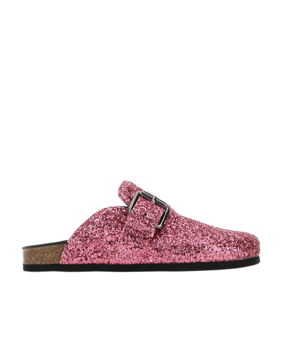 Philosophy Di Lorenzo Serafini Glitter Sandals Buckle Flat Sole In Pink