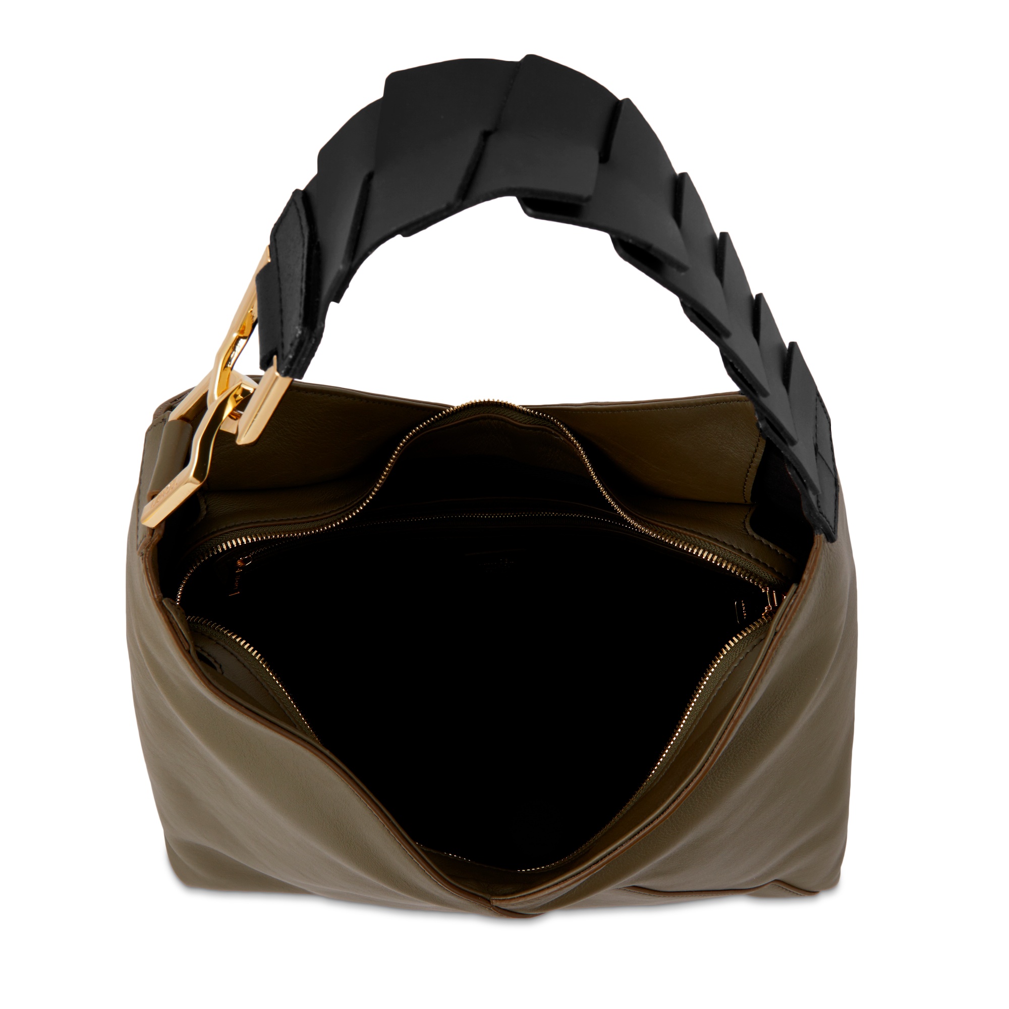 Lancel Zippered Shoulder Bag In Green