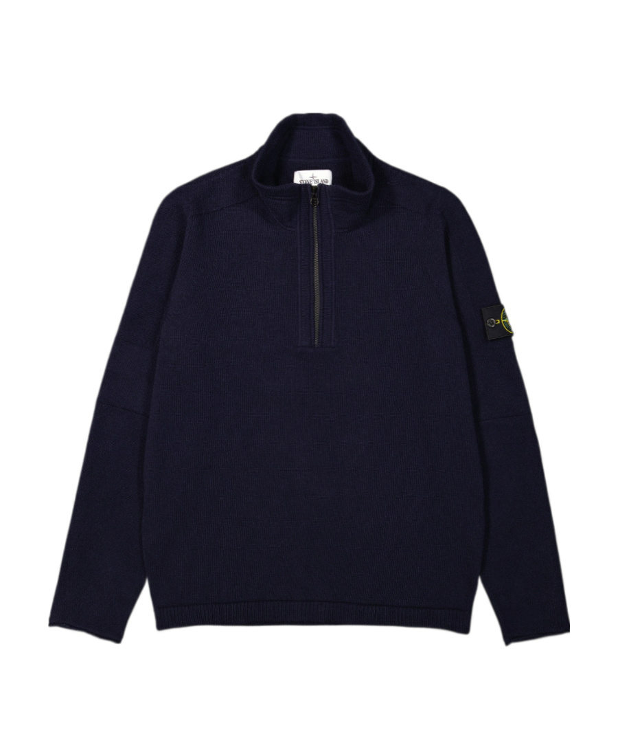 Stone Island Compass-motif Half-zip Sweatshirt In Blue