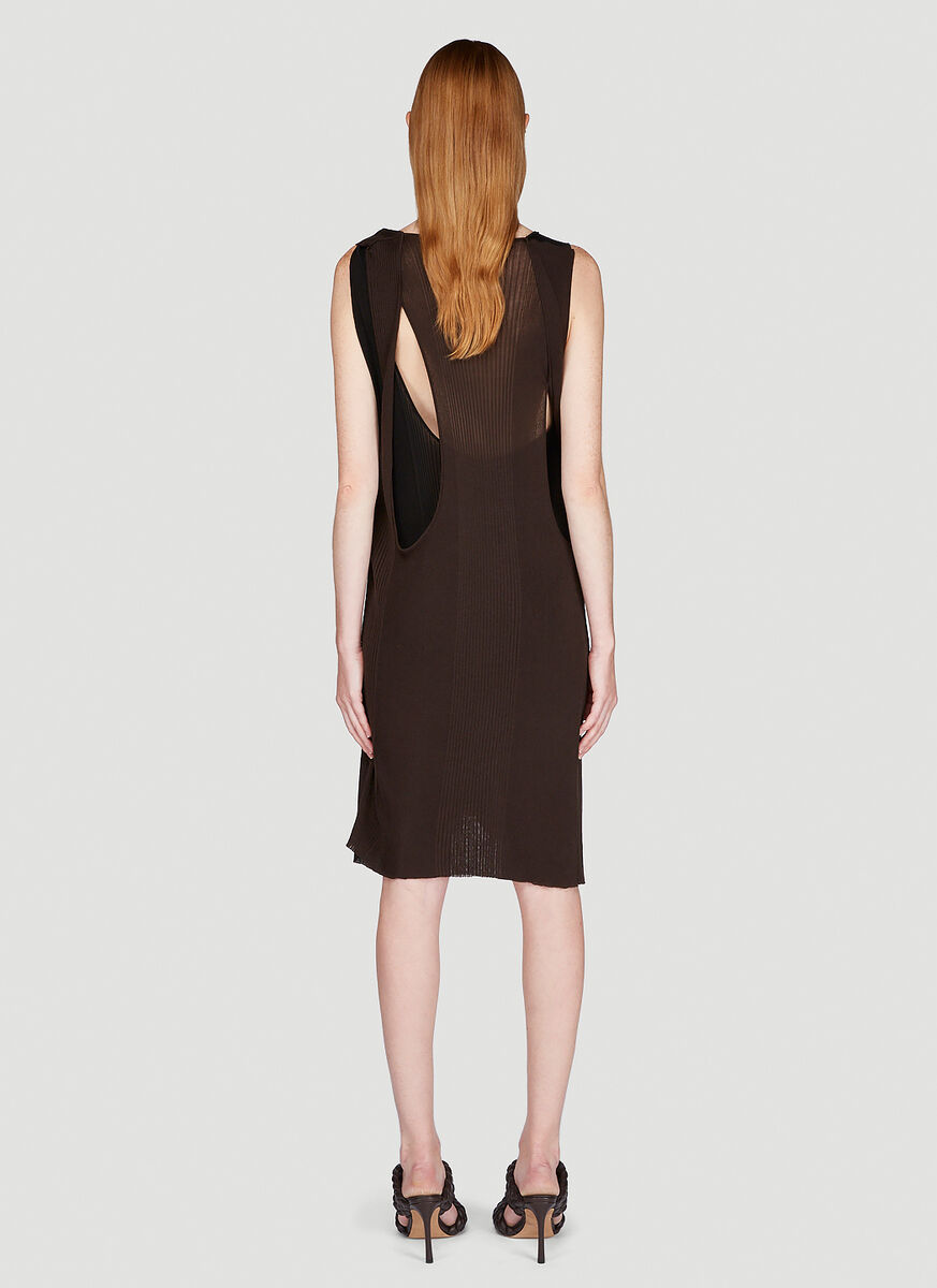 Bottega Veneta Bicolour Sheer Rib-knit Dress In Black