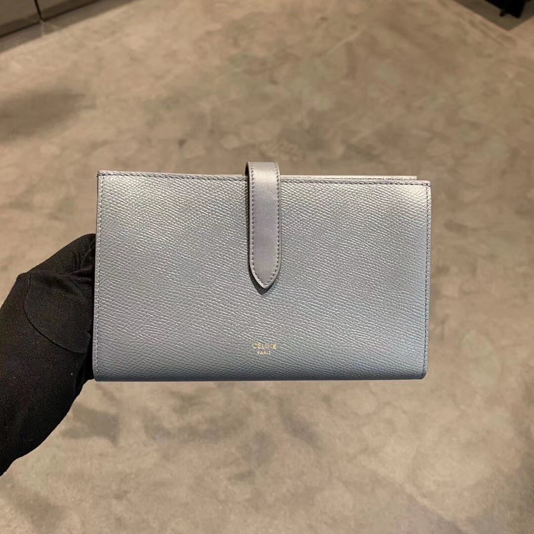 CELINE STRAP LARGE GRAIN LEATHER PURSE 