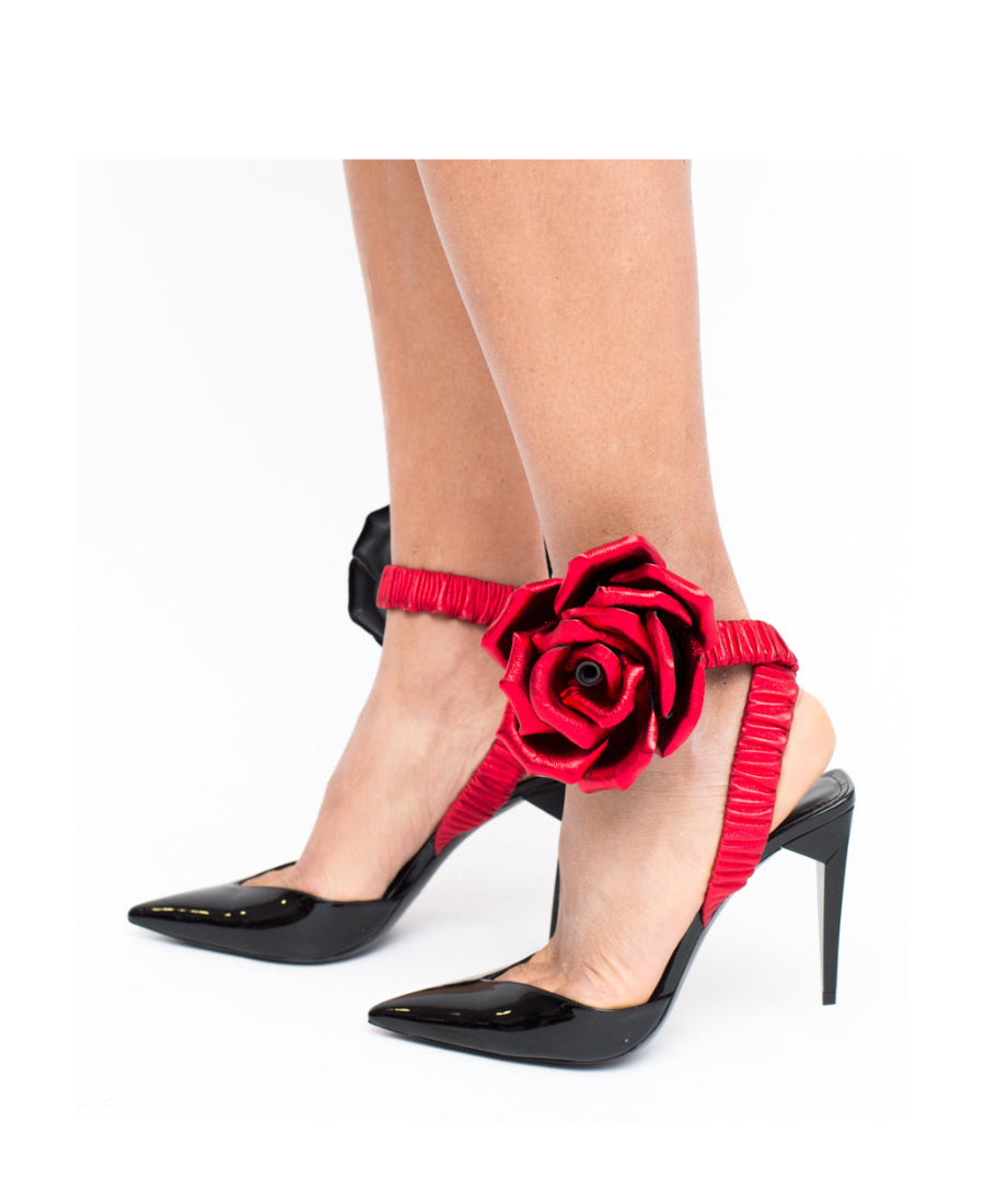 Saint Laurent Freja Flower High Heels In Black