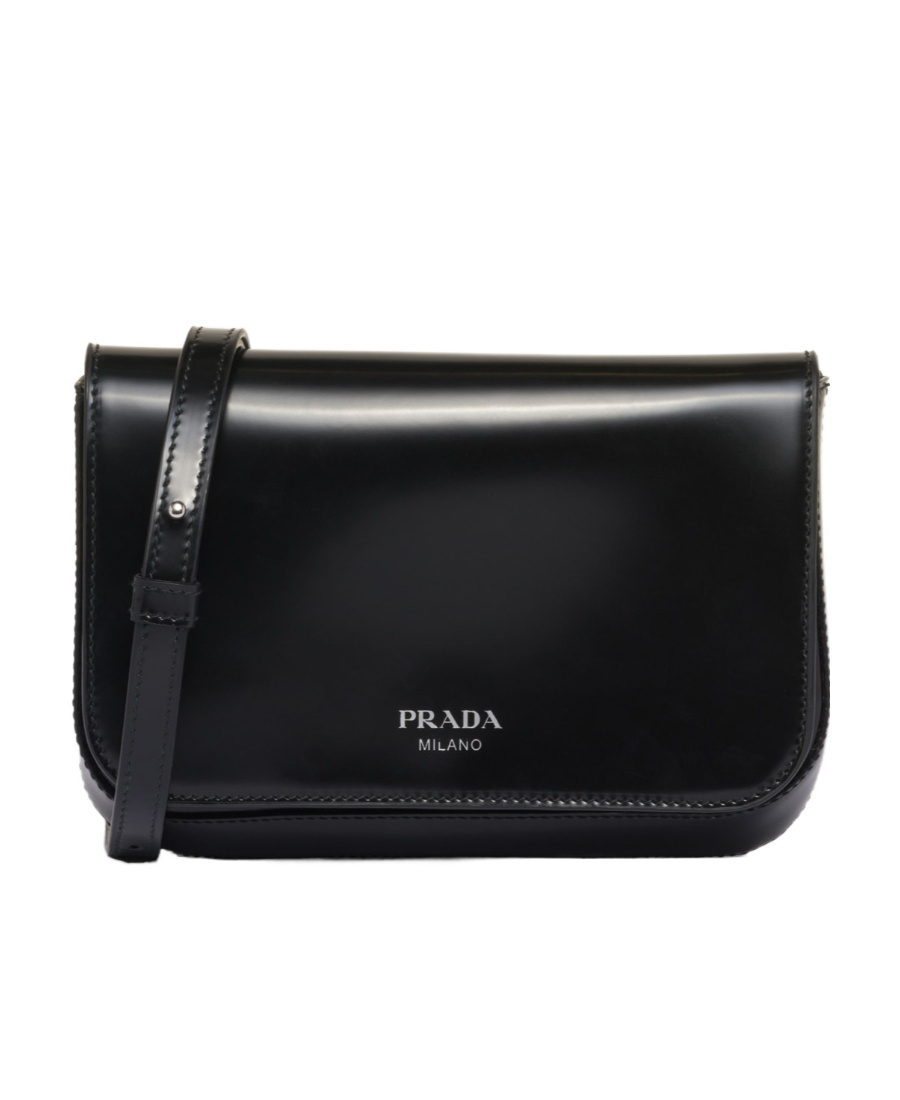 Prada Brushed Leather Mini-bag With Shoulder Strap In Black