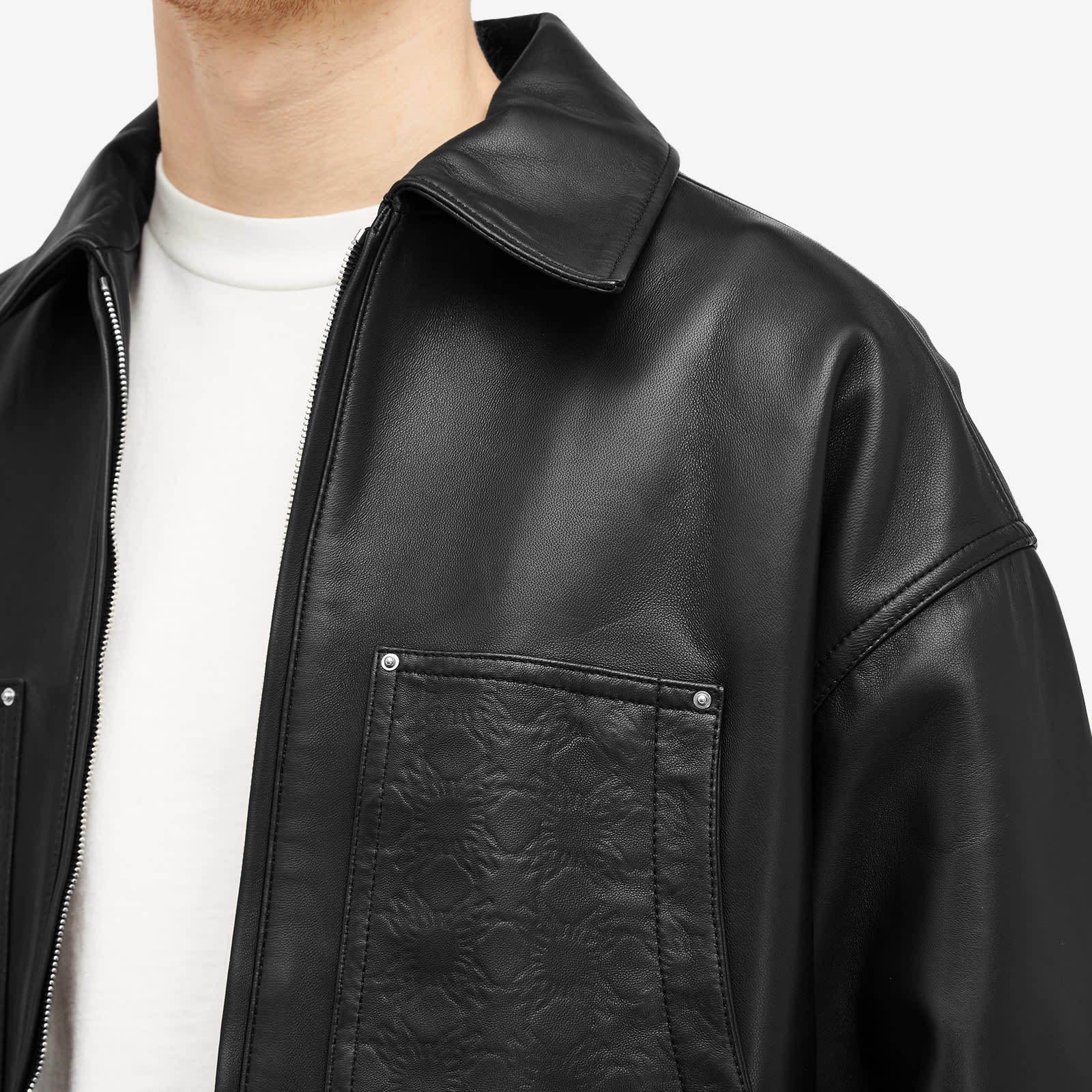 Amiri Long-sleeved Leather Jacket In Black
