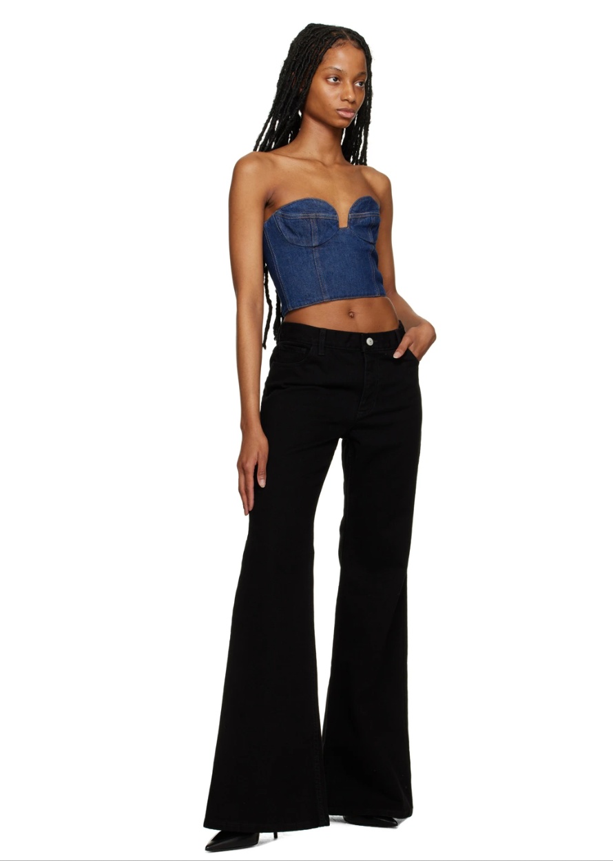 Shop Magda Butrym Denim Corset Top In Black