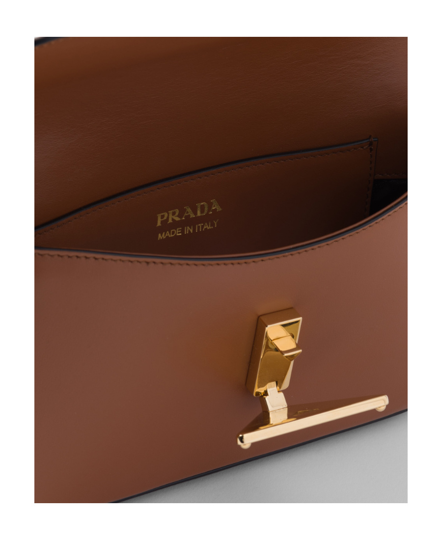 Prada Leather Shoulder Bag In Brown