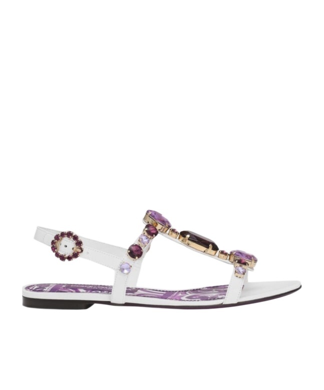 Dolce & Gabbana Embellished Leather Thong Sandals