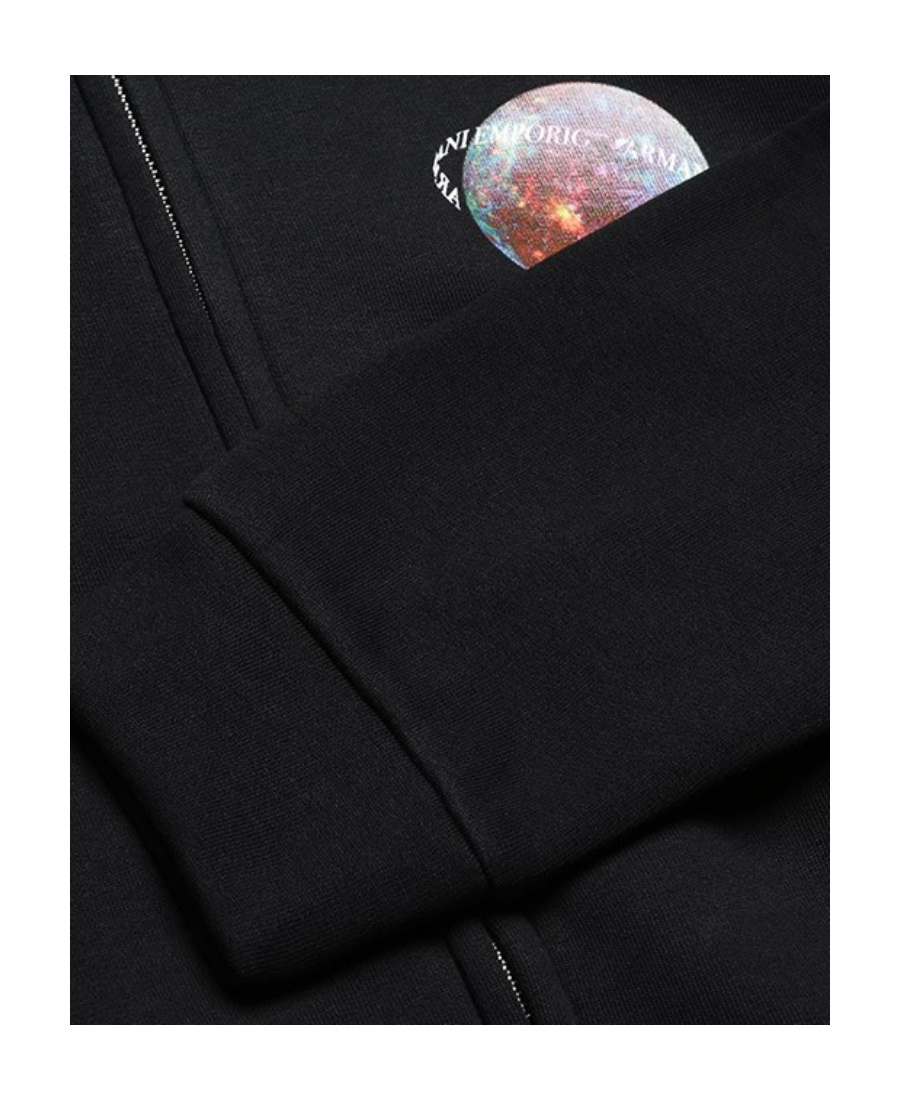 Emporio Armani Graphic-print Zip-up Hoodie In Black