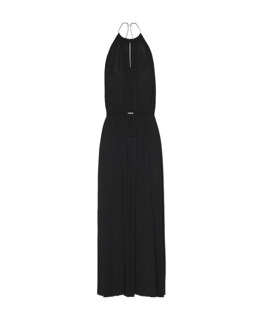 Miu Miu Organzine Halter Midi-dress In Black