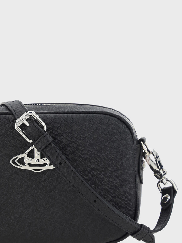 Vivienne Westwood Adjustable Strap Shoulder Bag With Rear Zip Pocket In Black