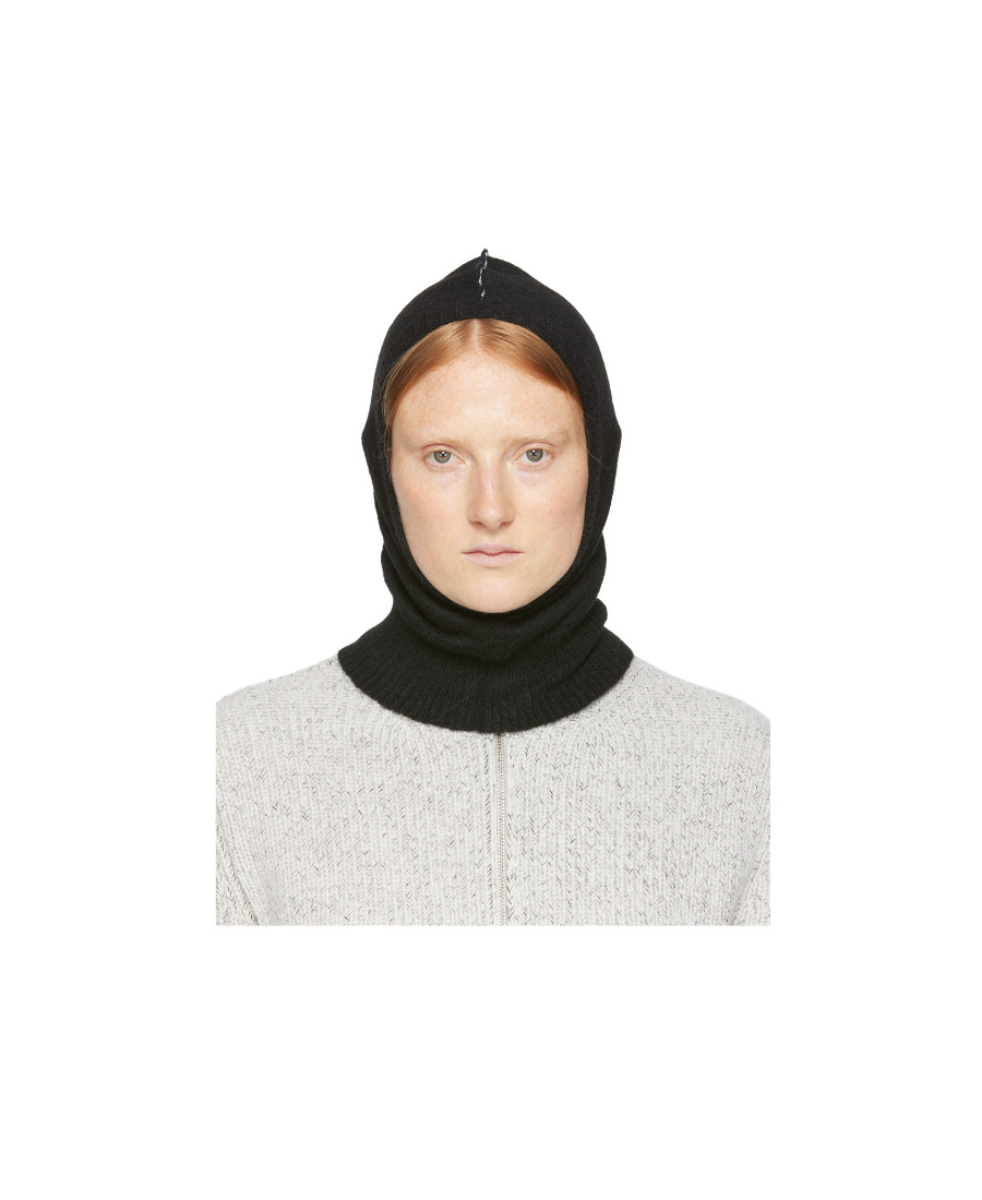 Mm6 Maison Margiela Logo Balaclava Beanie Hat In Black