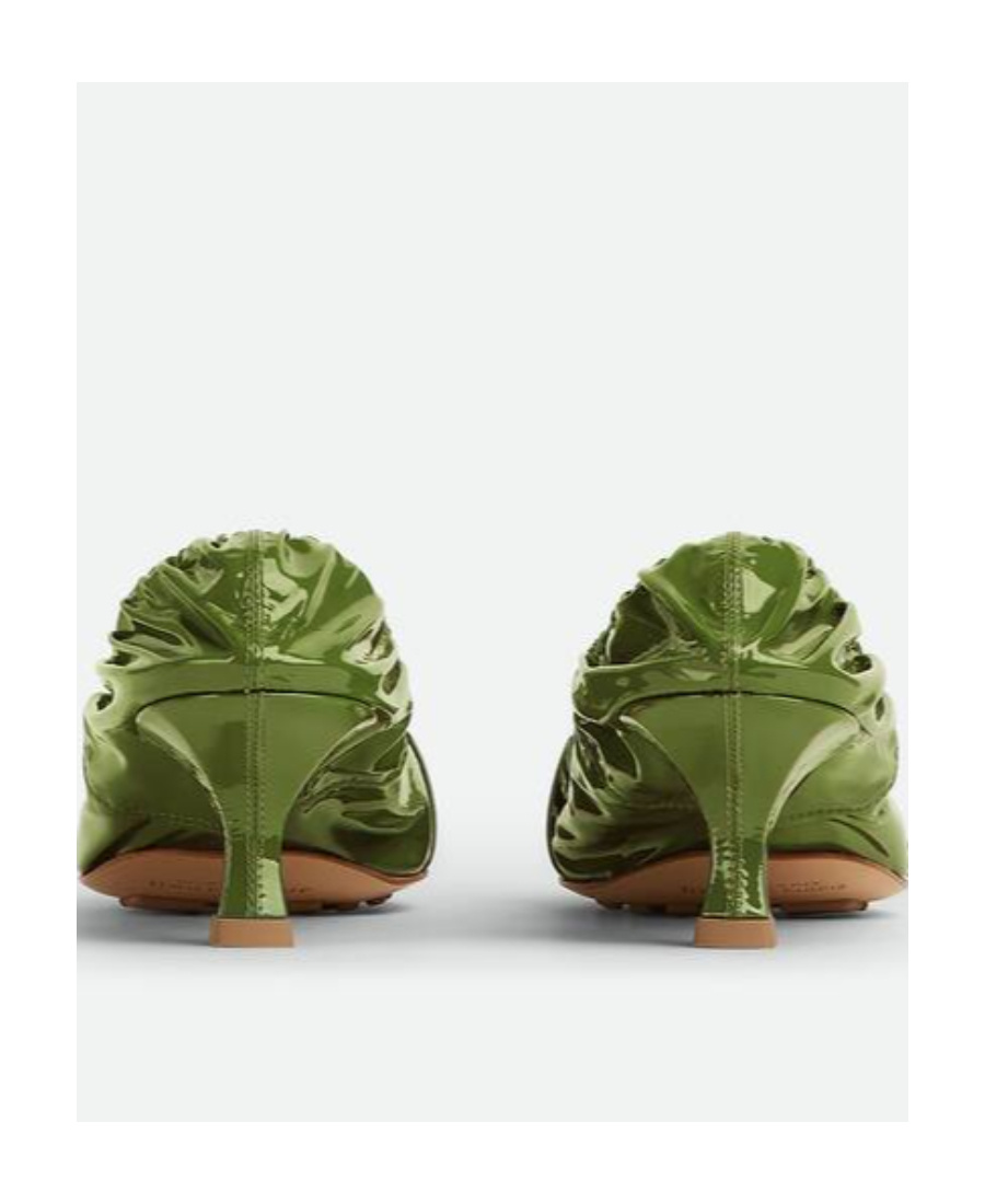 Bottega Veneta Logo Lacquered Leather High Heels In Green