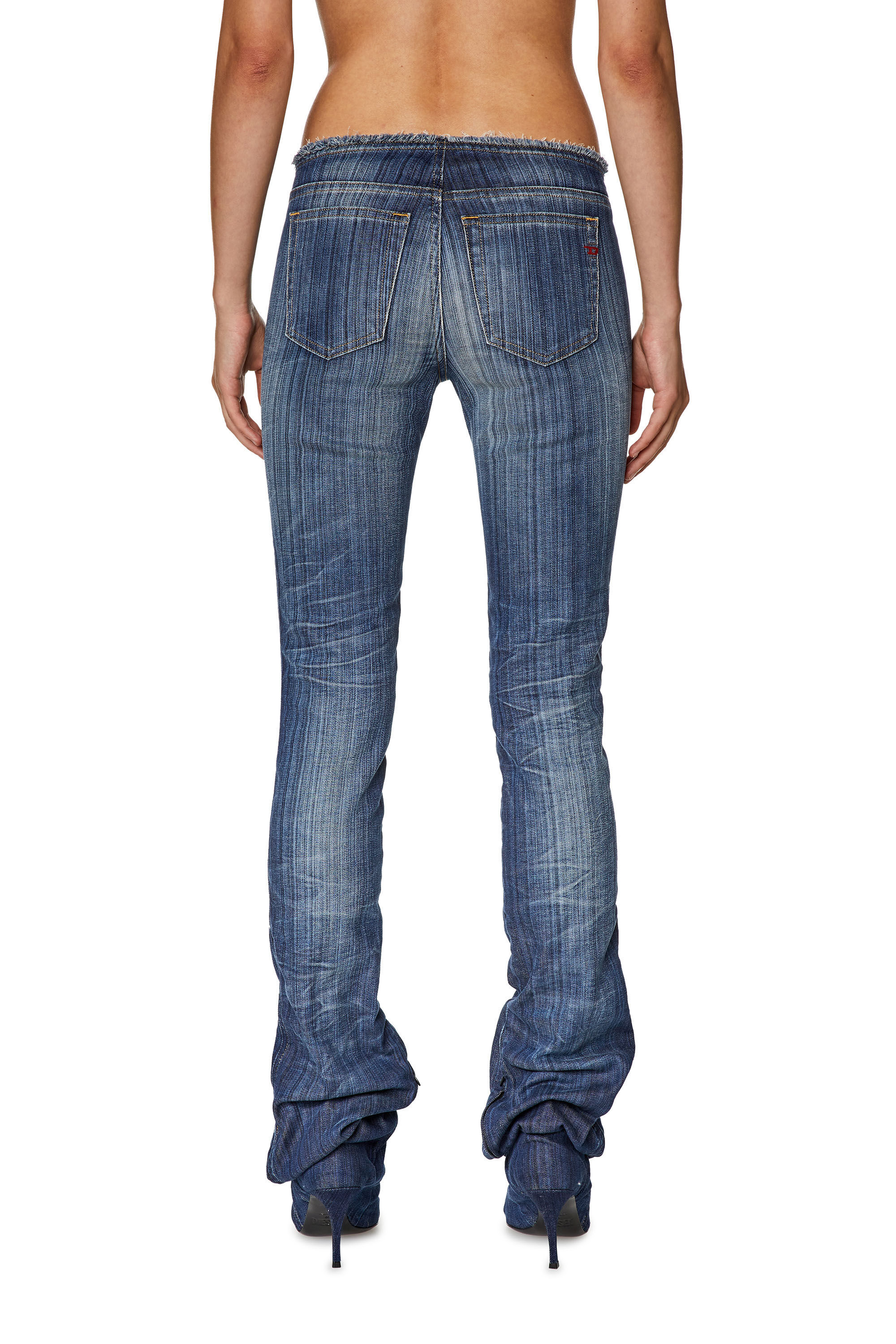Diesel Heeled Low-rise Bootcut Jeans In Blue