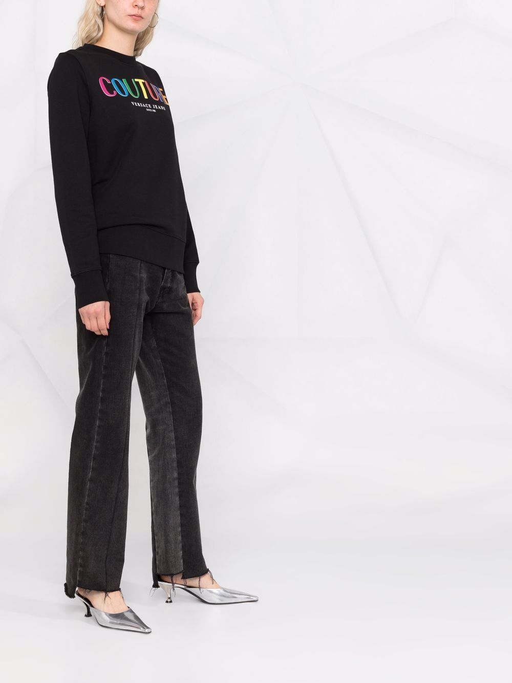 Versace Jeans Logo Print Sweatshirt In Black