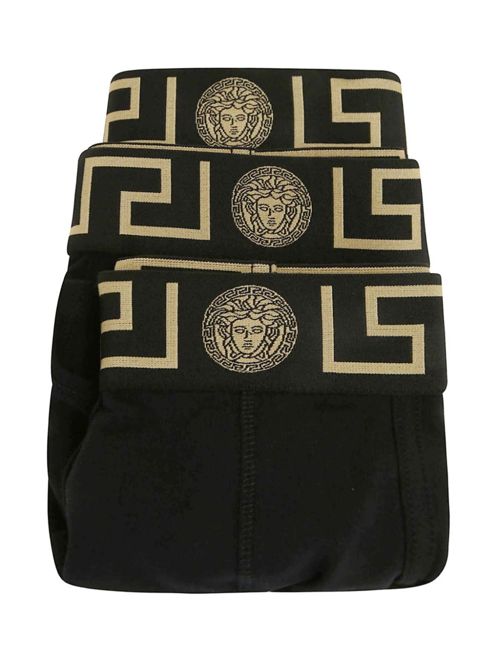 Versace Greca Medusa Head Three-piece Briefs Set In Black