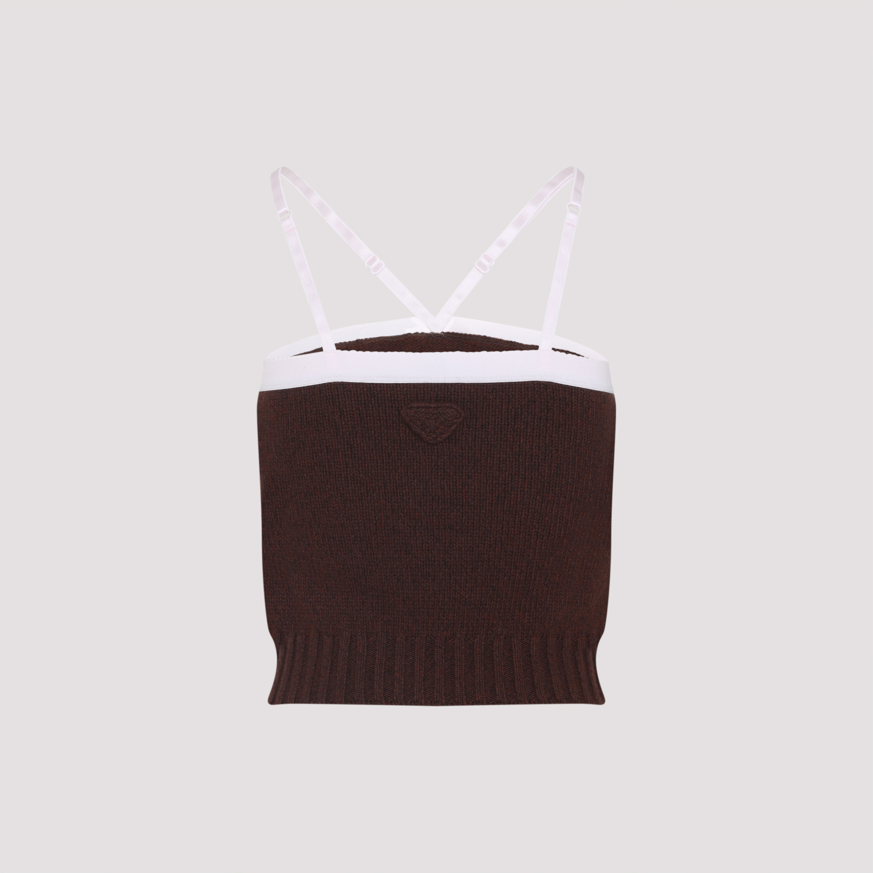 Prada Knitwear With Adjustable Straps And Contrast Trim In Brown