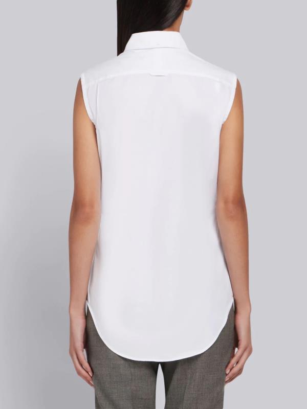Thom Browne Sleeveless Button-down Shirt In White