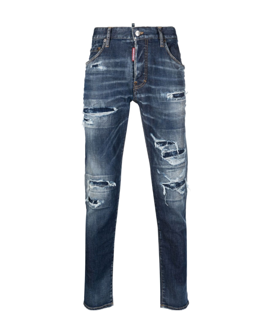 Dsquared2 Distressed-finish Tapered-leg Jeans In Blue