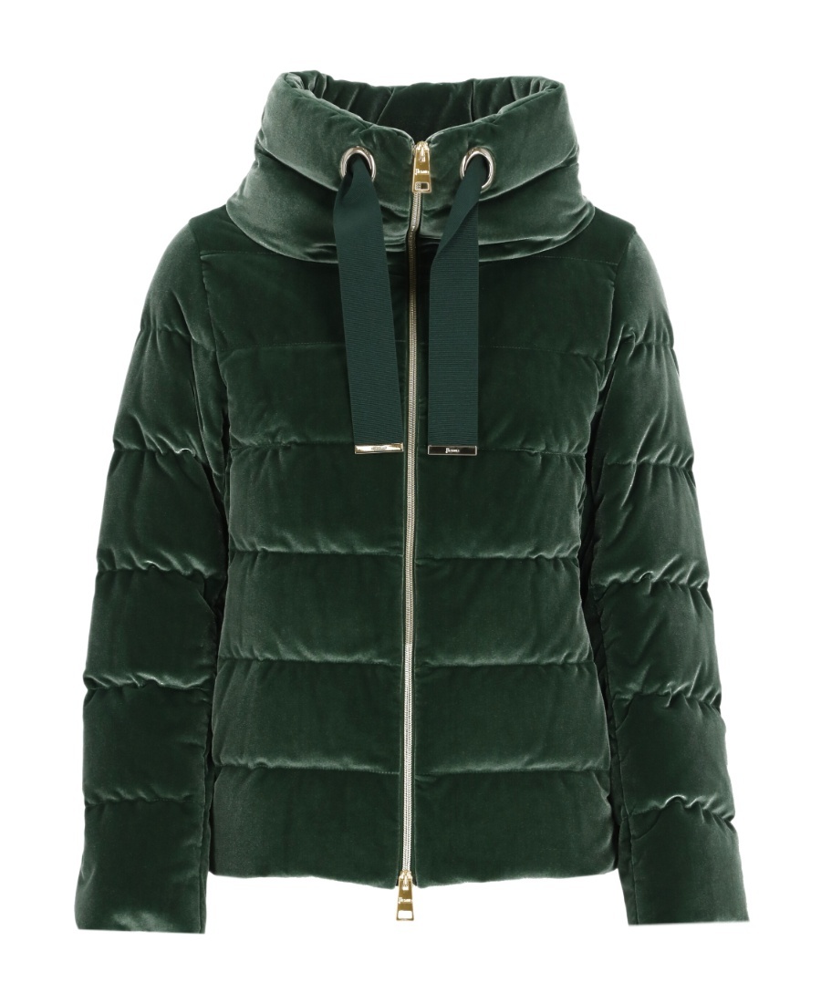 Herno Drawstring Velour Puffer Jacket In Multi