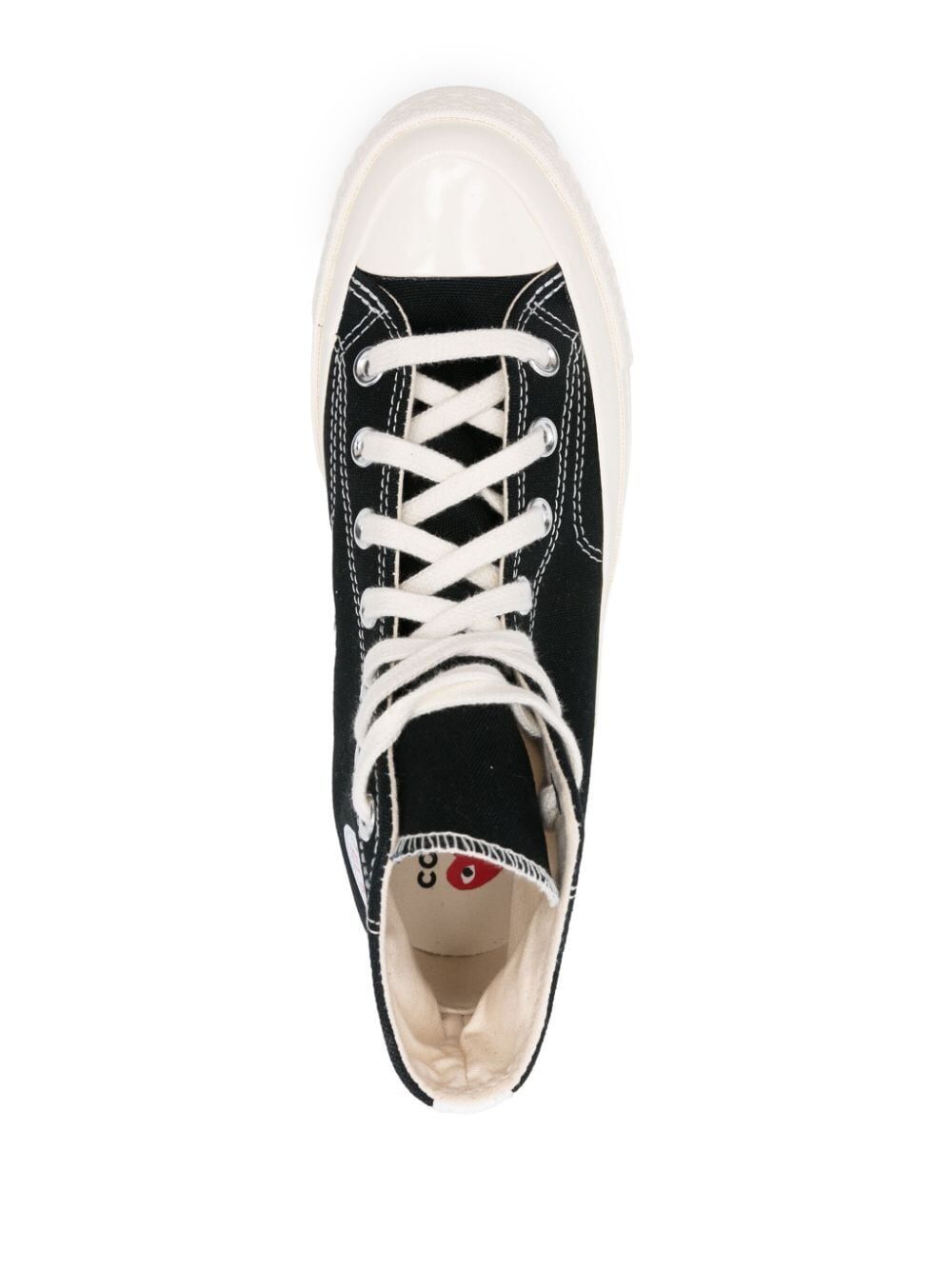 Comme Des Garçons High-top Sneakers With Classic Canvas Upper And Iconic Heart Detail In White