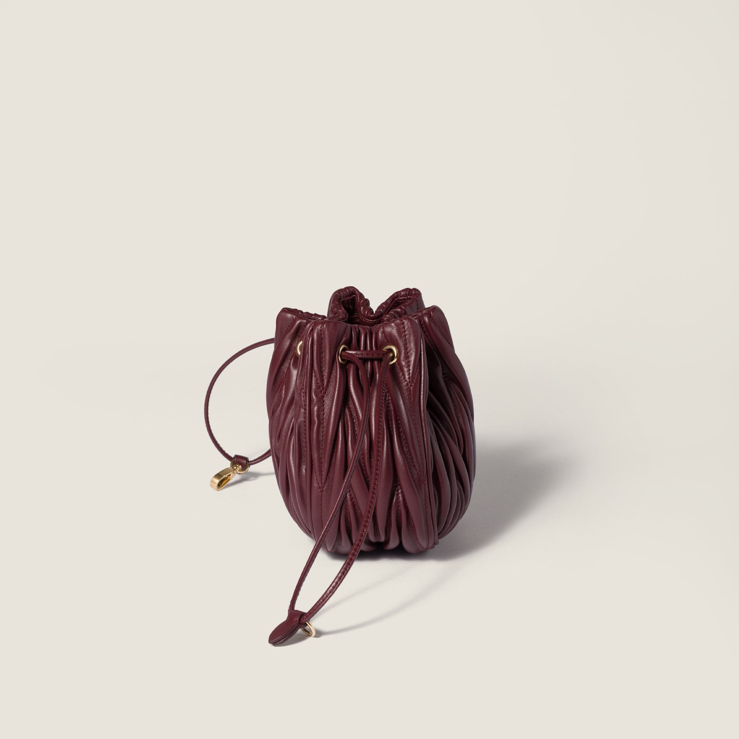 Miu Miu Drawstring Clutch In Burgundy