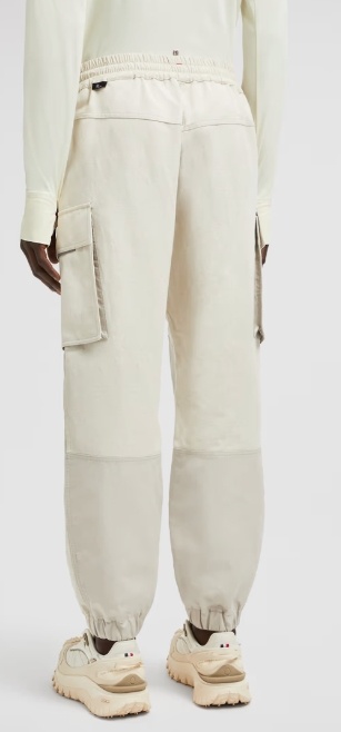 Moncler Grenoble White Cotton Clothing Trousers In Gray