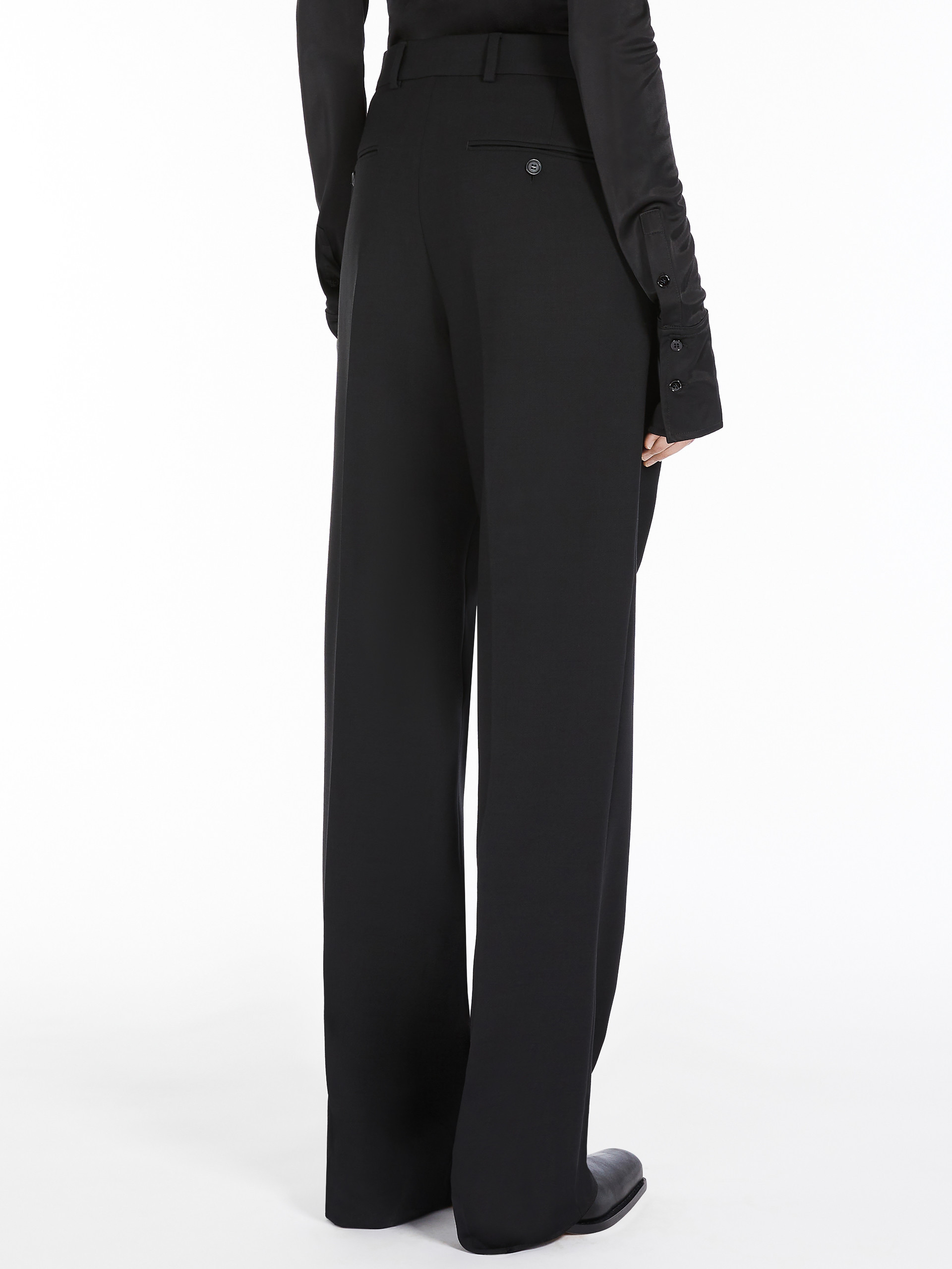 Sportmax Straight-leg High-waisted Wool Trousers In Black