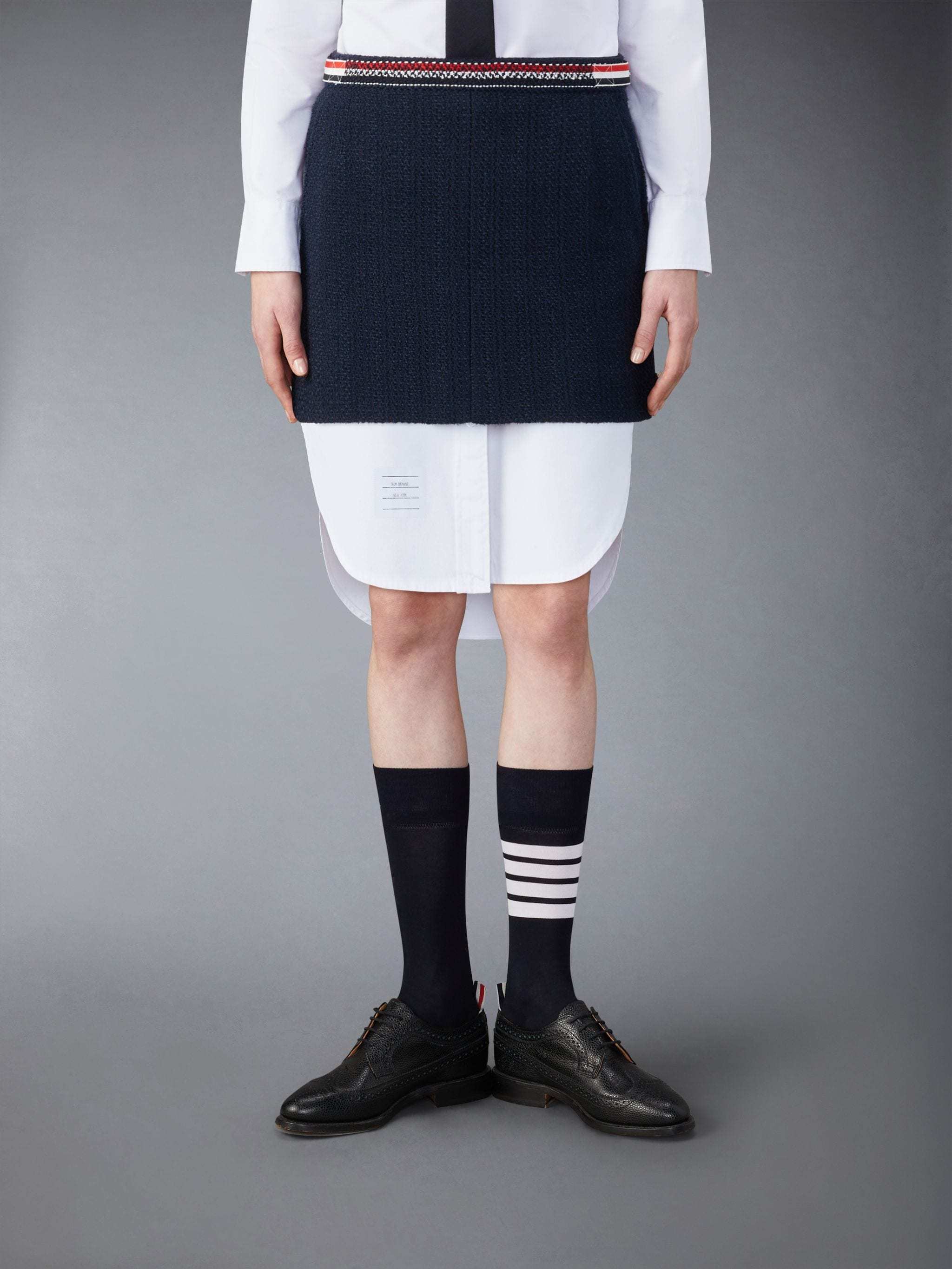 Thom Browne Thigh Length Side Tab Skirt In Black