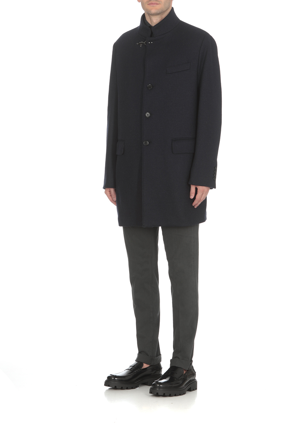Fay Wool Single-breasted Coat In Black