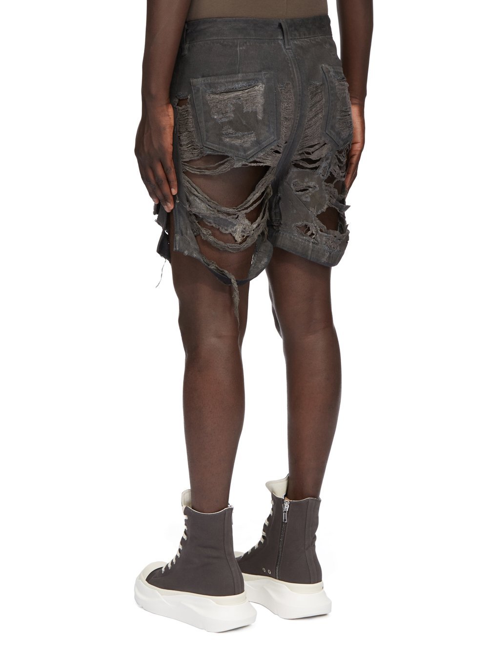 Rick Owens Drkshdw Distressed Denim Shorts In Black