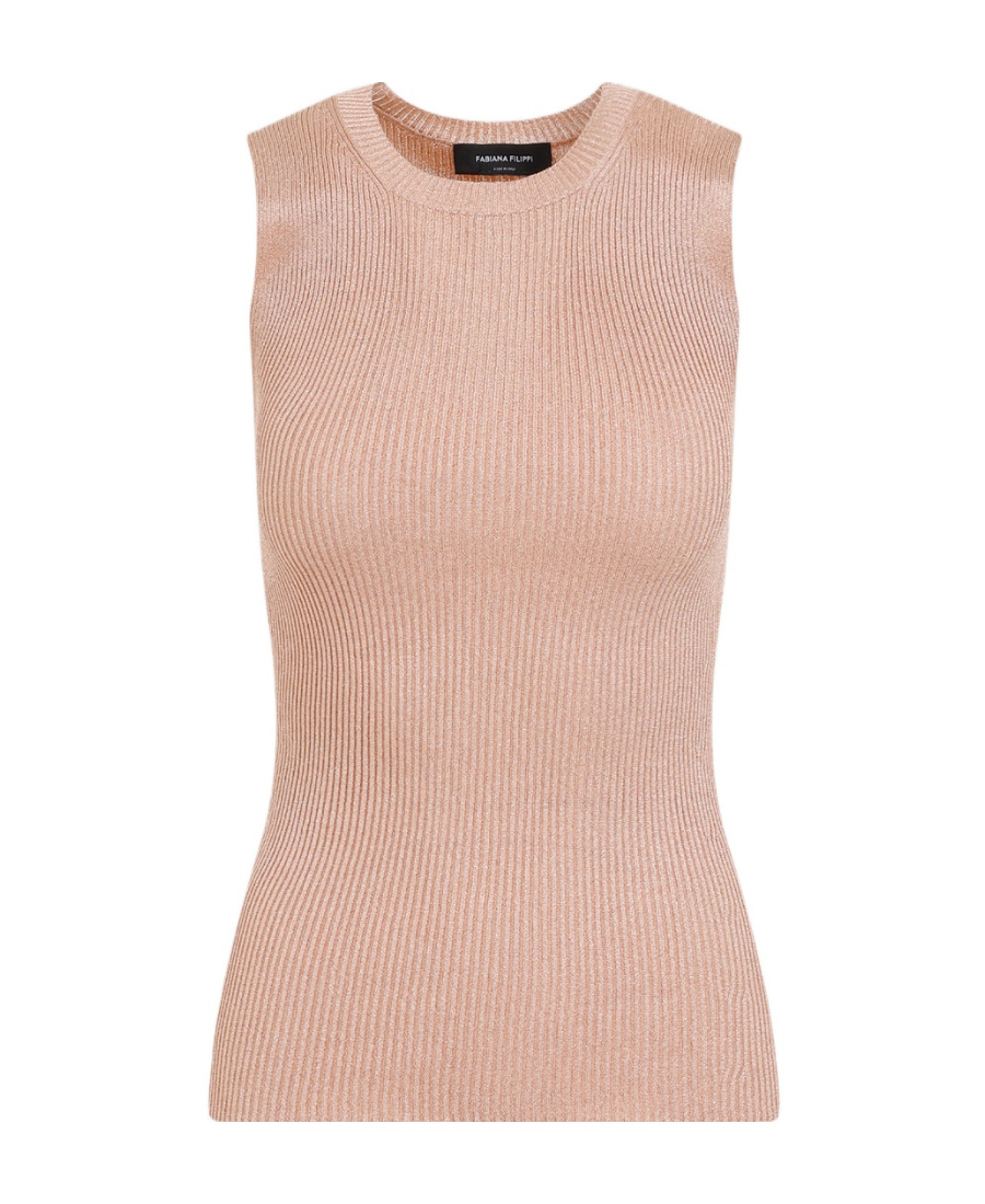 Fabiana Filippi Lurex Ribbed Tank Top In Nude