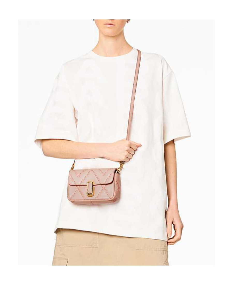 Marc Jacobs Logo Plaque Quilted Shoulder Bag In Nude