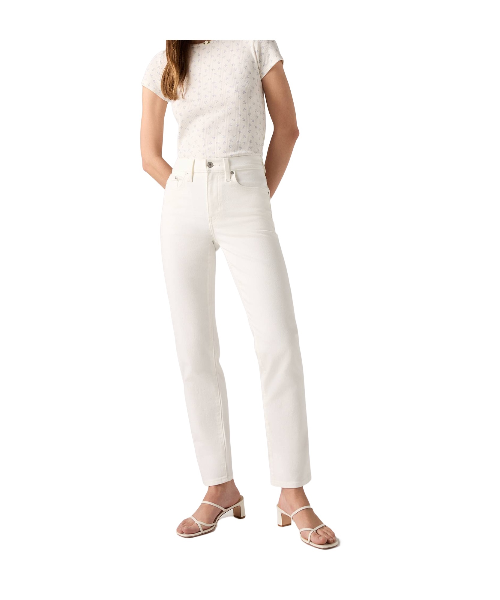 Levi's 724 High Rise Straight Jeans In Cloud Dancer Denim-white