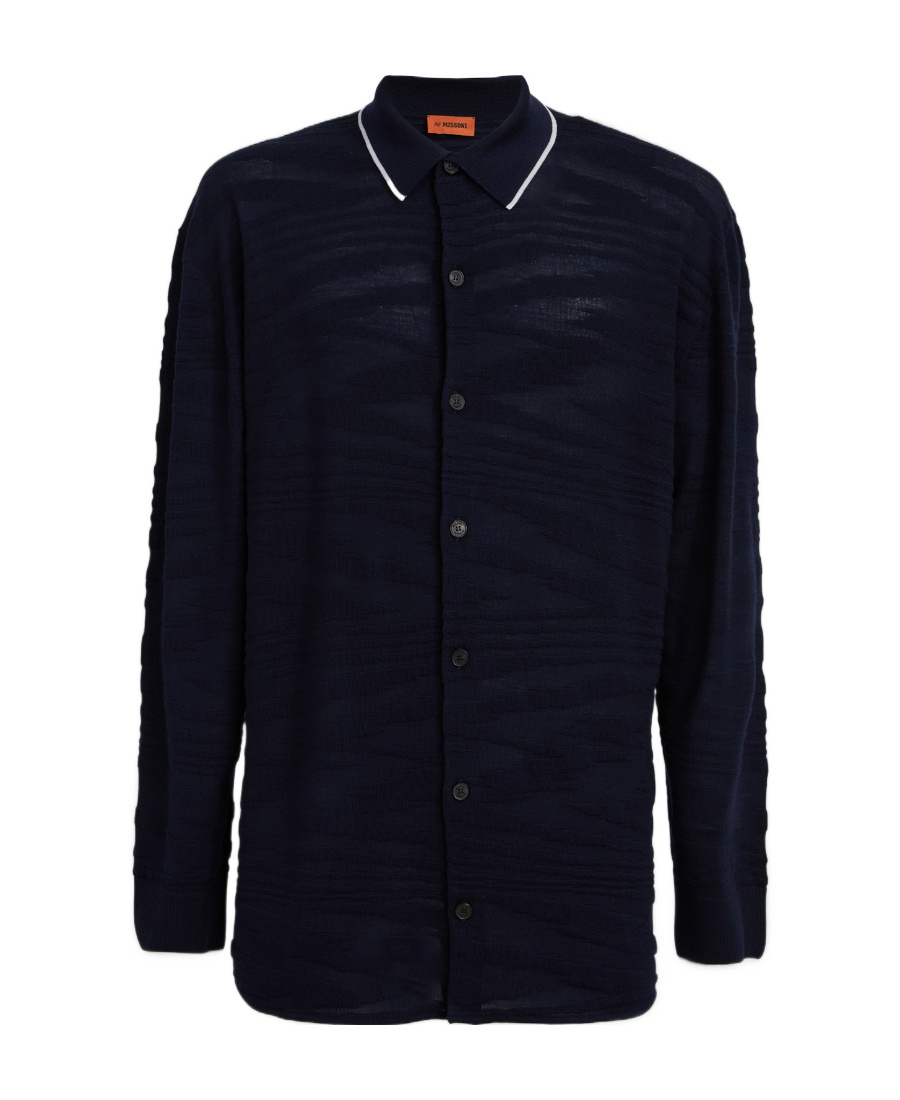 Missoni Contrasting-trim Wool-blend Shirt In Black