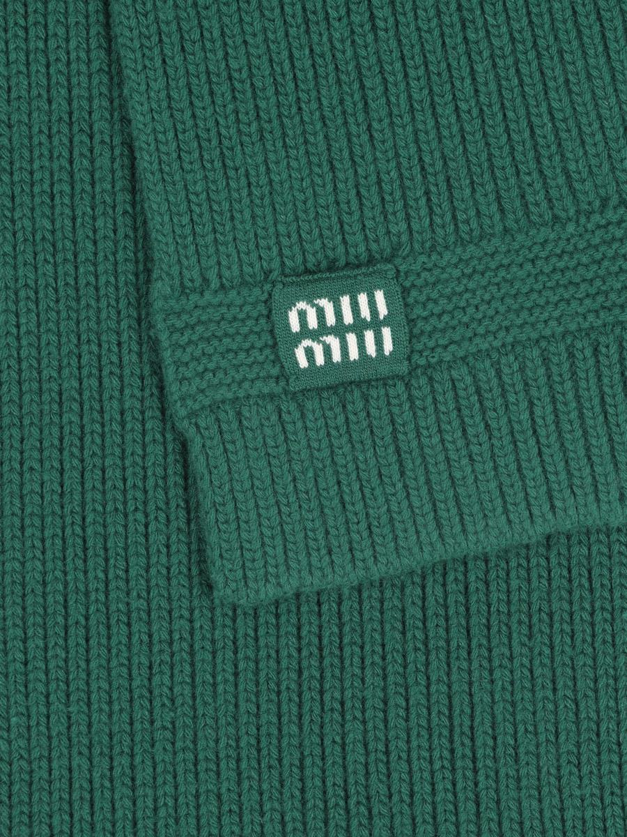 Miu Miu Logo Scarf In Green
