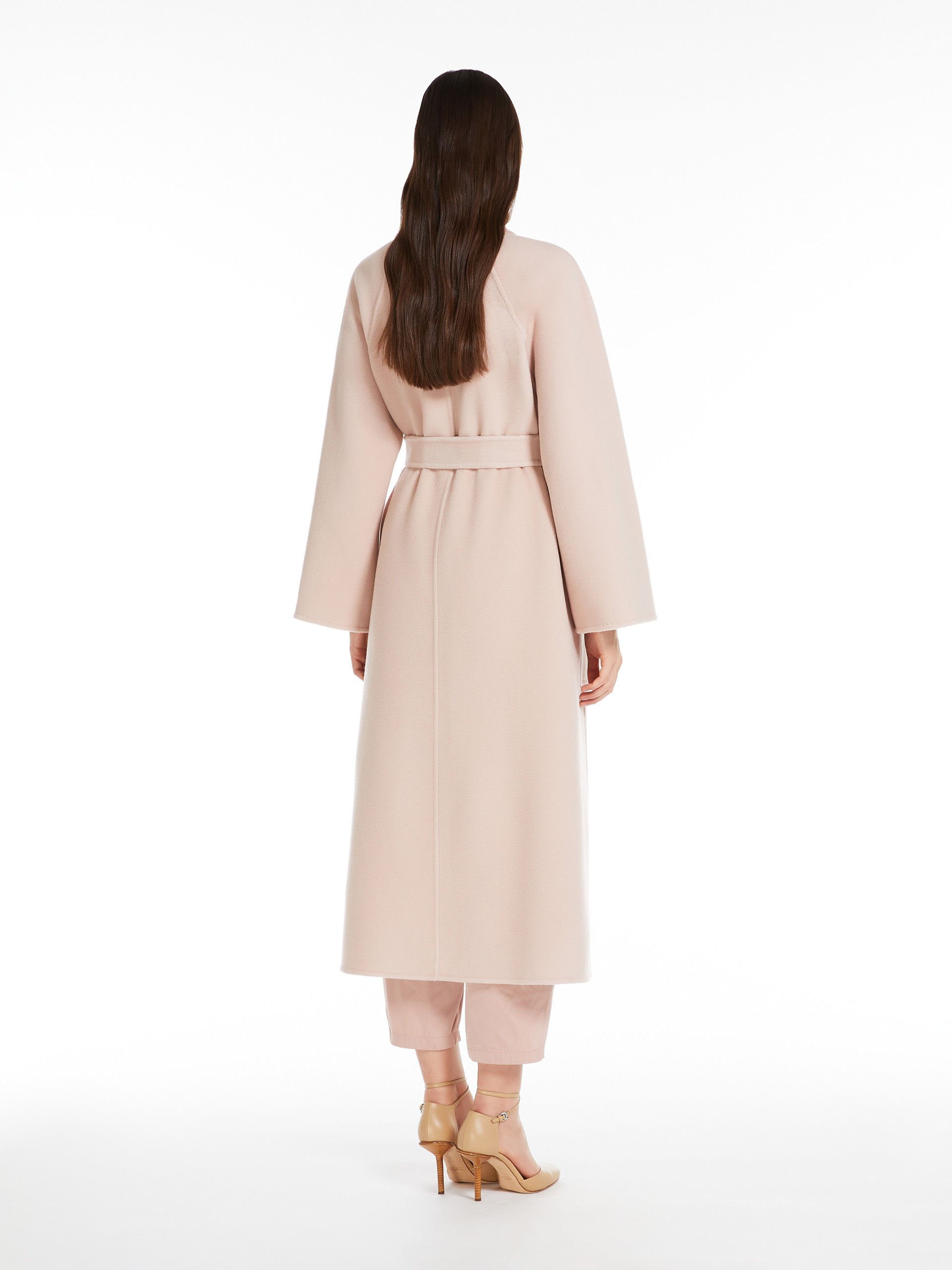 Max Mara Long-sleeved Cashmere Coat In Nude